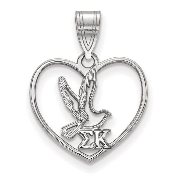 Sterling Silver Sigma Kappa Heart Pendant - Picture 1 of 3